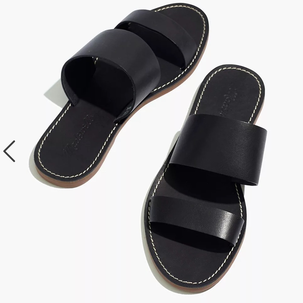 NWT Madewell The Boardwalk Black Leather Sandals